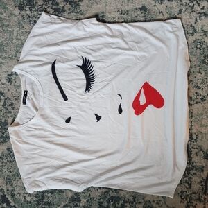 White Graphic Face Tee
